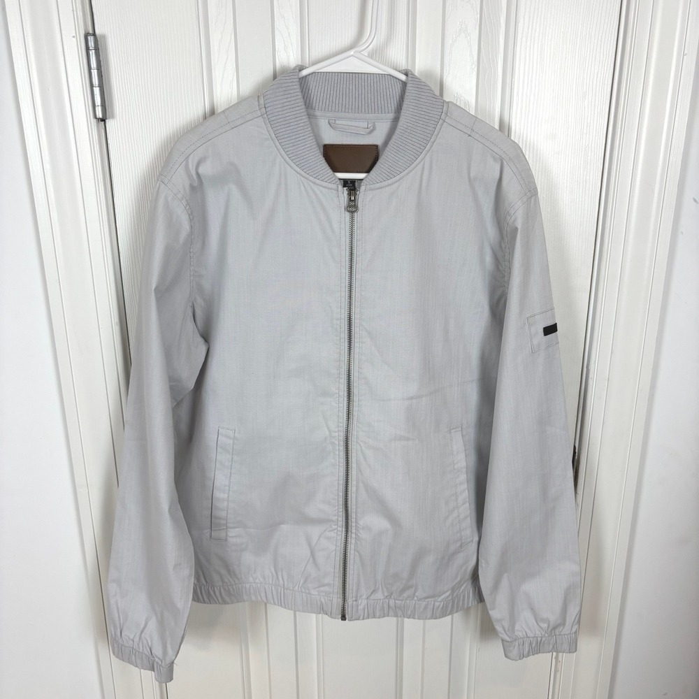 Civil Society Mens Bomber Jacket Full Zip Light Gray Casual Lightweight S‎ NWOT
